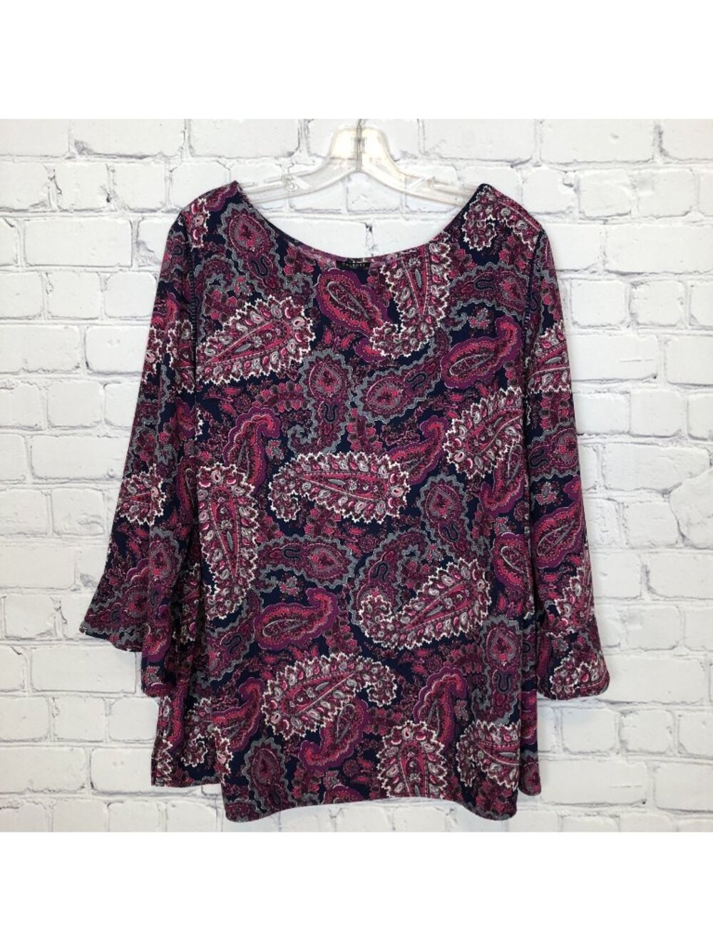 Talbot's Purple Paisley Long Sleeve Top Plus Size 2X